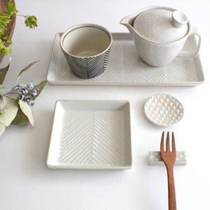 ORIME Square Plate Herringbone White | Hasami Ware