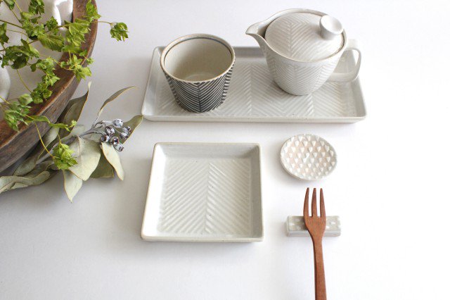 ORIME Square Plate Herringbone White | Hasami Ware