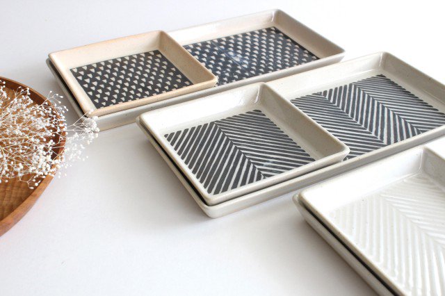 ORIME Square Plate Herringbone White | Hasami Ware