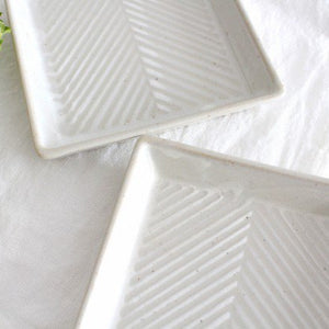 ORIME Square Plate Herringbone White | Hasami Ware