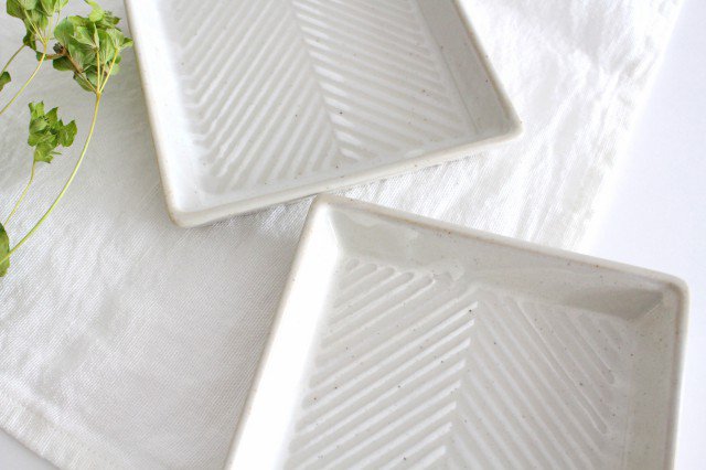 ORIME Square Plate Herringbone White | Hasami Ware