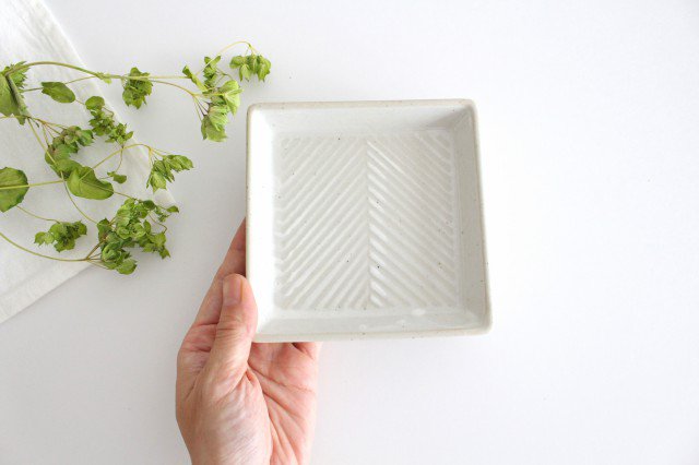 ORIME Square Plate Herringbone White | Hasami Ware