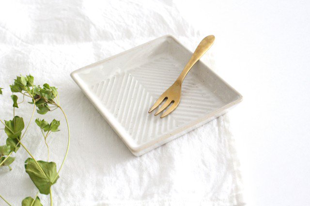 ORIME Square Plate Herringbone White | Hasami Ware