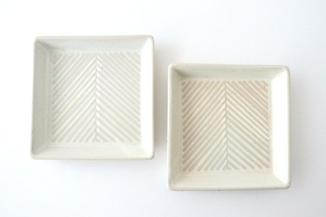 ORIME Square Plate Herringbone White | Hasami Ware