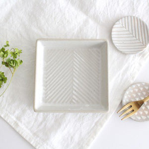 ORIME Square Plate Herringbone White | Hasami Ware