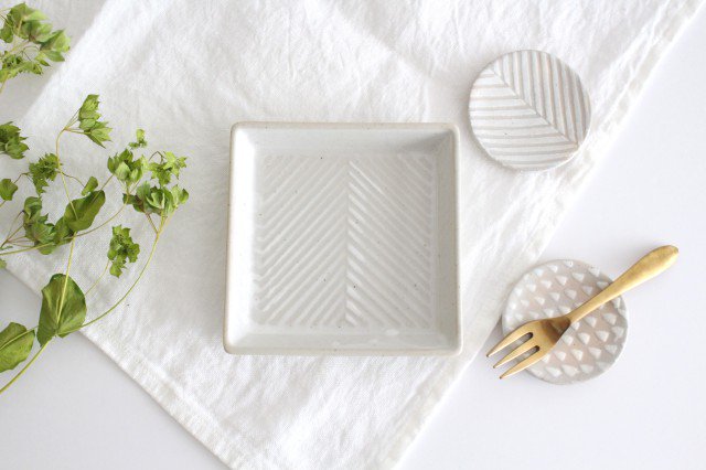 ORIME Square Plate Herringbone White | Hasami Ware