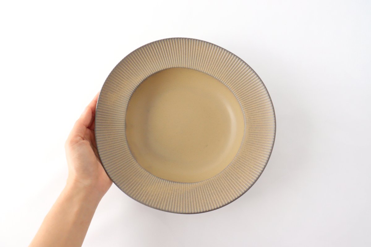 Pasta plate brown porcelain ORLO Mino ware