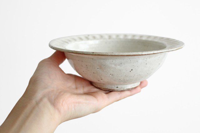 Round Deep Bowl White Shinogi | Serving Bowl Mino Ware