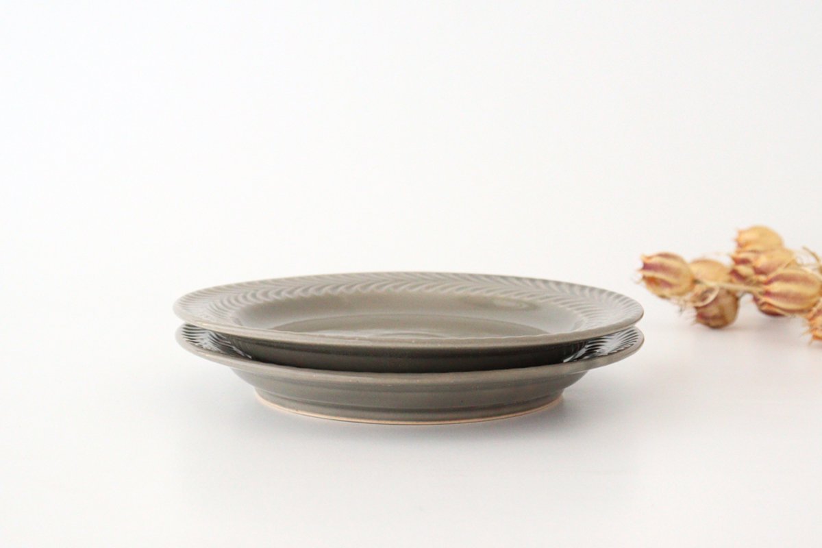 17.5cm plate gray pottery rosemary Hasami ware