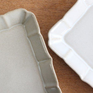 Deco square plate L straw white pottery Hasami ware