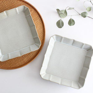 Deco square plate L straw white pottery Hasami ware