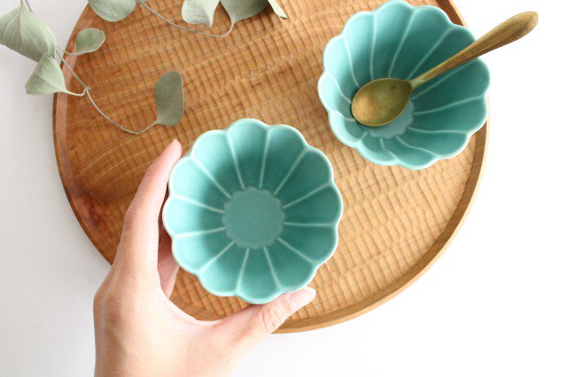 10cm bowl mint mat porcelain Kikuwari Hasami ware
