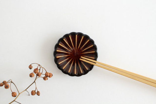 Chopstick rest lacquer (brown) porcelain Giyaman Mino ware