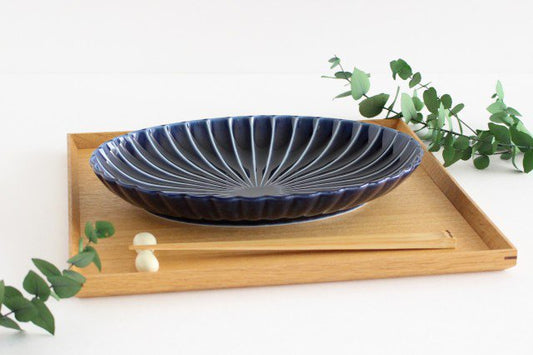 Giyaman Oval Large Plate Blue | Mino Ware