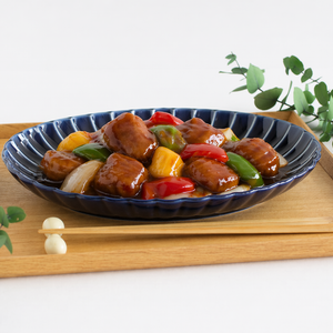 Giyaman Oval Large Plate Blue | Mino Ware