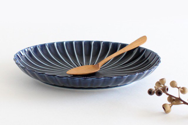 Oval large plate Eggplant navy (blue) Porcelain Giyaman Mino ware