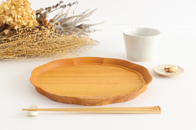 Flower tray, medium zelkova, Yososawa Wood Crafts/KITO