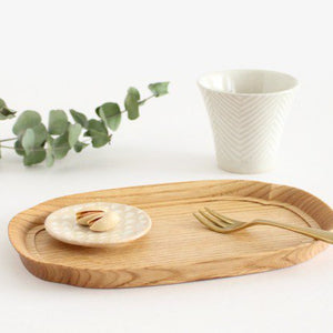 Aizawa Wood Crafts KITO Oval Wood Tray Obon Chestnut