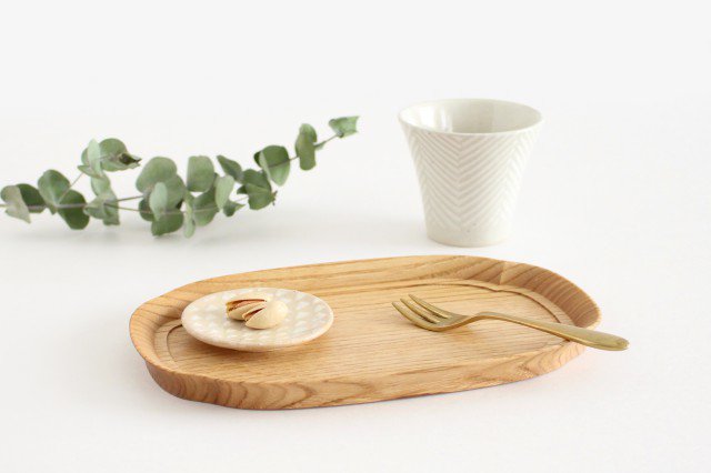 Aizawa Wood Crafts KITO Oval Wood Tray Obon Chestnut