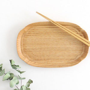 Aizawa Wood Crafts KITO Oval Wood Tray Obon Chestnut