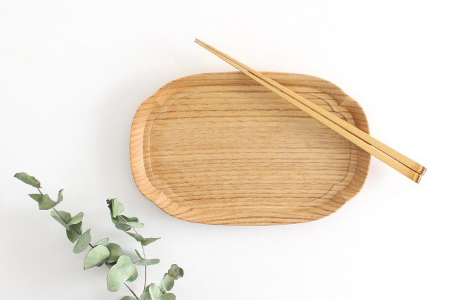 Aizawa Wood Crafts KITO Oval Wood Tray Obon Chestnut