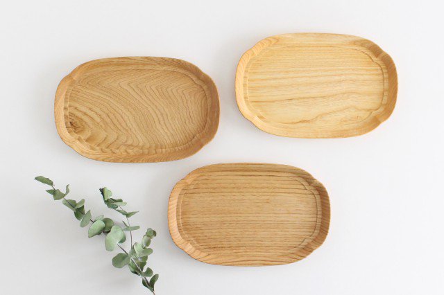 Aizawa Wood Crafts KITO Oval Wood Tray Obon Chestnut