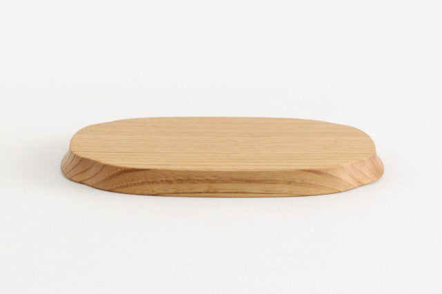 Aizawa Wood Crafts KITO Oval Wood Tray Obon Chestnut