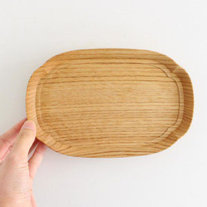 Aizawa Wood Crafts KITO Oval Wood Tray Obon Chestnut