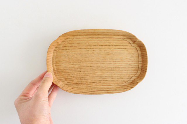 Aizawa Wood Crafts KITO Oval Wood Tray Obon Chestnut