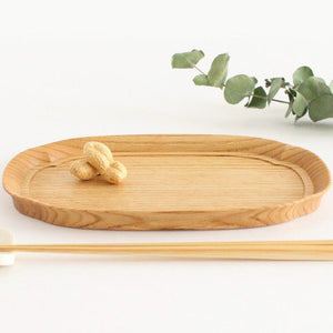 Aizawa Wood Crafts KITO Oval Wood Tray Obon Chestnut