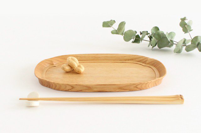 Aizawa Wood Crafts KITO Oval Wood Tray Obon Chestnut