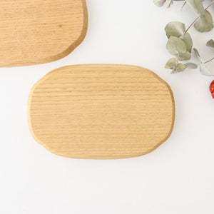 Aizawa Wood Crafts KITO Oval Wood Tray Obon Chestnut