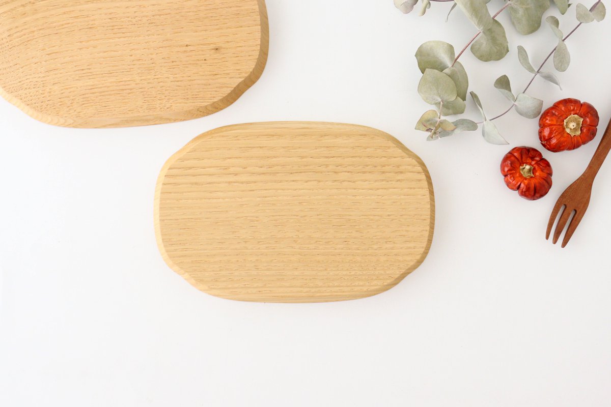 Aizawa Wood Crafts KITO Oval Wood Tray Obon Chestnut