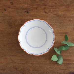 Small flower plate, blue, porcelain, Fuchiasobi, Hasami ware