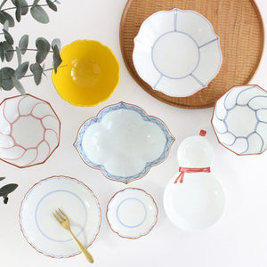 Hanatori plate, Suji-sei, porcelain, Fuchiasobi, Hasami ware
