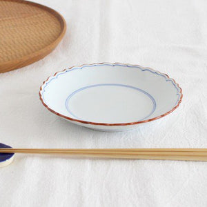 Hanatori plate, Suji-sei, porcelain, Fuchiasobi, Hasami ware