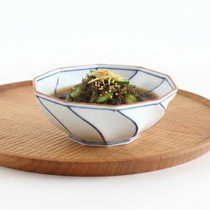 Decagonal Small Bowl Blue Line | Kobachi Hasami Ware