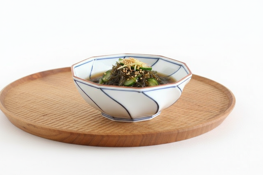 Decagonal Small Bowl Blue Line | Kobachi Hasami Ware