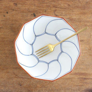 Decagonal Small Bowl Blue Line | Kobachi Hasami Ware