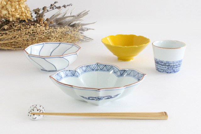 Decagonal Small Bowl Blue Line | Kobachi Hasami Ware