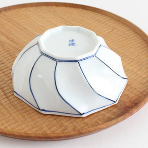 Decagonal Small Bowl Blue Line | Kobachi Hasami Ware