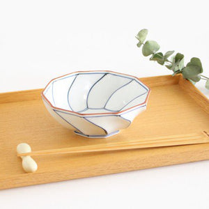 Decagonal Small Bowl Blue Line | Kobachi Hasami Ware