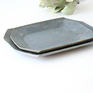 Furutani Seitosho Octagonal Rectangle Plate Small Gray | Sushi Plate