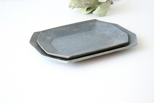 Furutani Seitosho Octagonal Rectangle Plate Small Gray | Sushi Plate