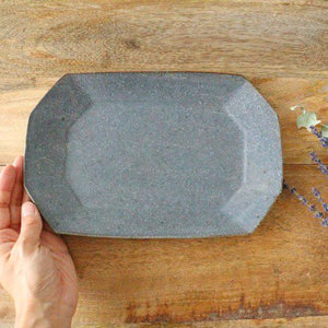 Furutani Seitosho Octagonal Rectangle Plate Small Gray | Sushi Plate