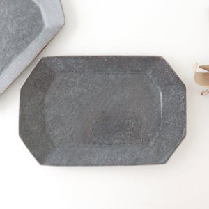 Furutani Seitosho Octagonal Rectangle Plate Small Gray | Sushi Plate