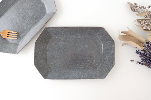 Furutani Seitosho Octagonal Rectangle Plate Small Gray | Sushi Plate