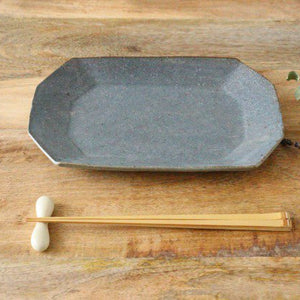 Furutani Seitosho Octagonal Rectangle Plate Small Gray | Sushi Plate