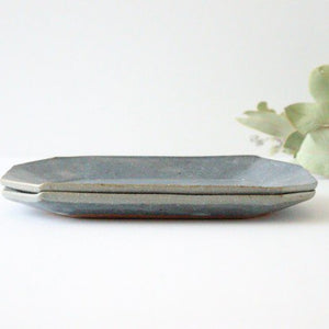 Furutani Seitosho Octagonal Rectangle Plate Small Gray | Sushi Plate