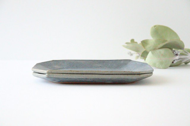 Furutani Seitosho Octagonal Rectangle Plate Small Gray | Sushi Plate